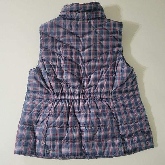 Talbots Navy Plaid Puffer Vest - Picture 14 of 16